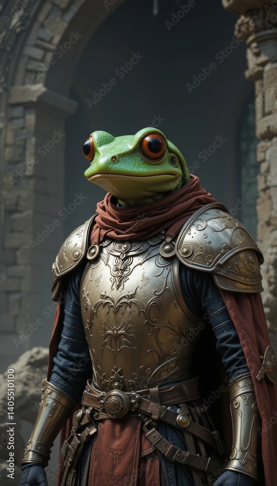Medieval Frog Knight in Fantasy Armor Ready for Battle Medieval Frog Knight in Fantasy Armor Ready for Battle