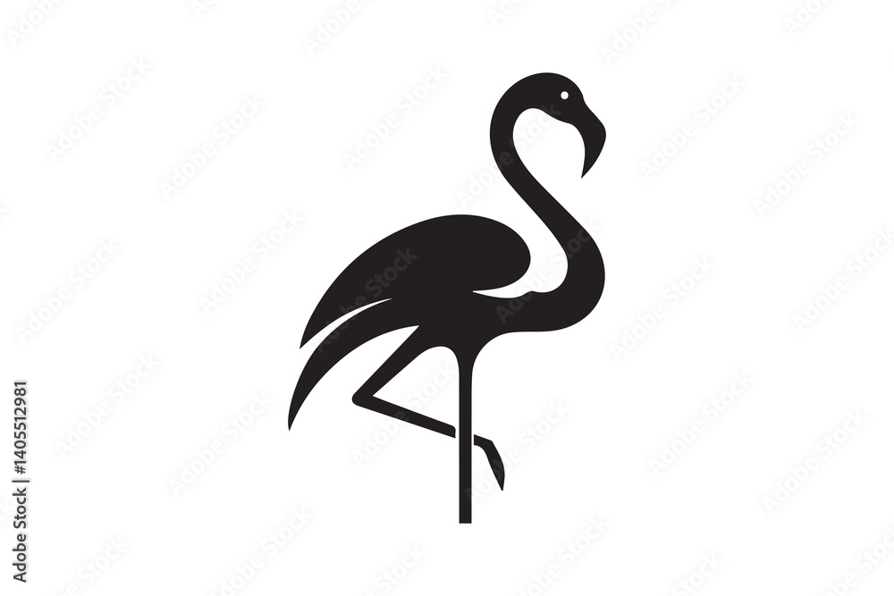 Fototapeta premium simple flamingo silhouette icon vector isolated in white background