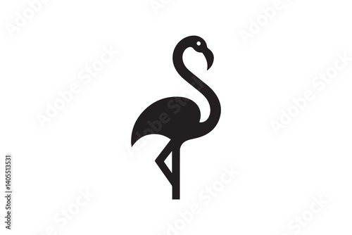 simple flamingo silhouette icon vector isolated in white background