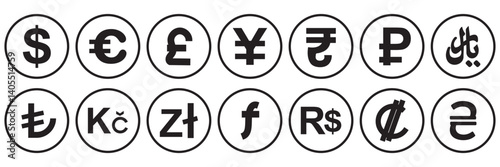 Money currency icon set. Currency exchange icon vector