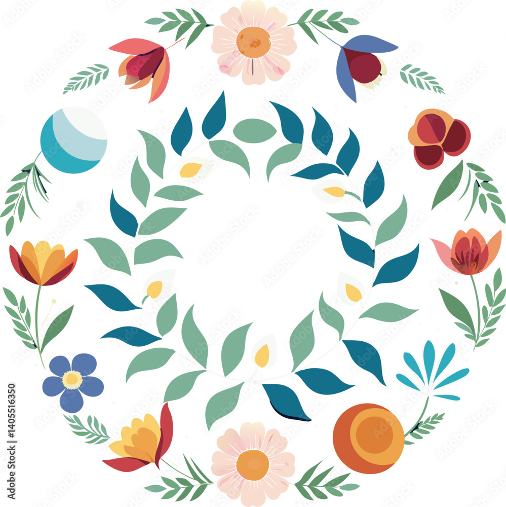 Floral seamless pattern vector illustration with leaves and flowers for nature-inspired wallpaper design Floral seamless pattern vector illustration with leaves and flowers for nature-inspired wallpaper design