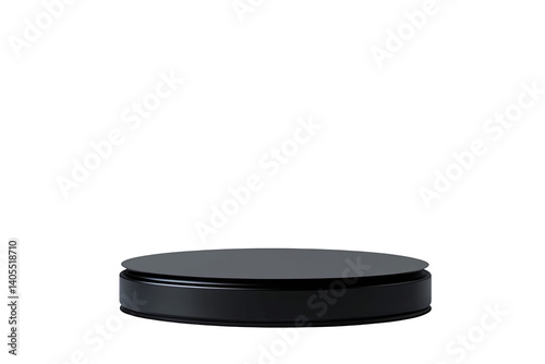 Sleek black round platform against a transparent background, ideal for product showcases with a minimalist aesthetic
