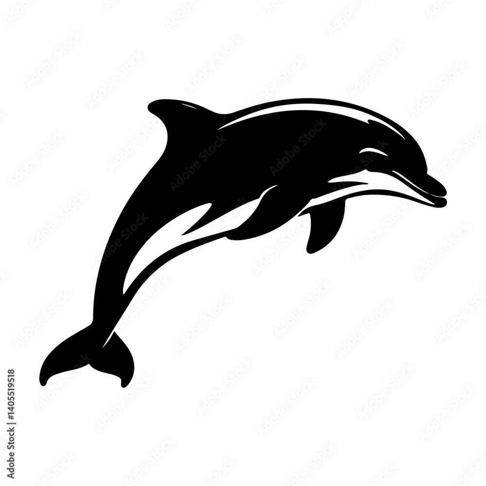 Graceful Dolphin Silhouette in Minimalist Art Graceful Dolphin Silhouette in Minimalist Art