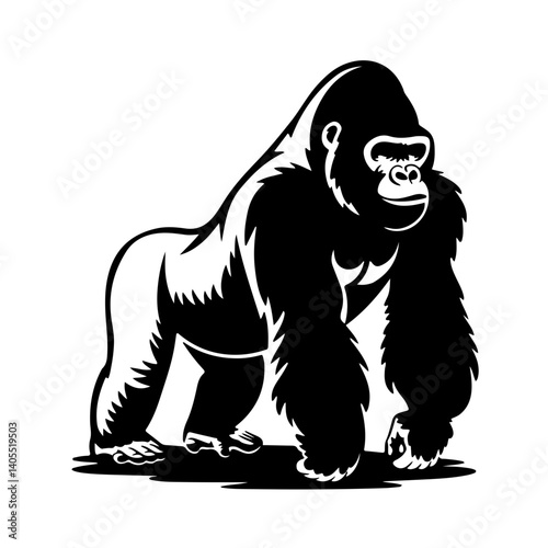 Powerful Gorilla Illustration in Bold Monochrome Art