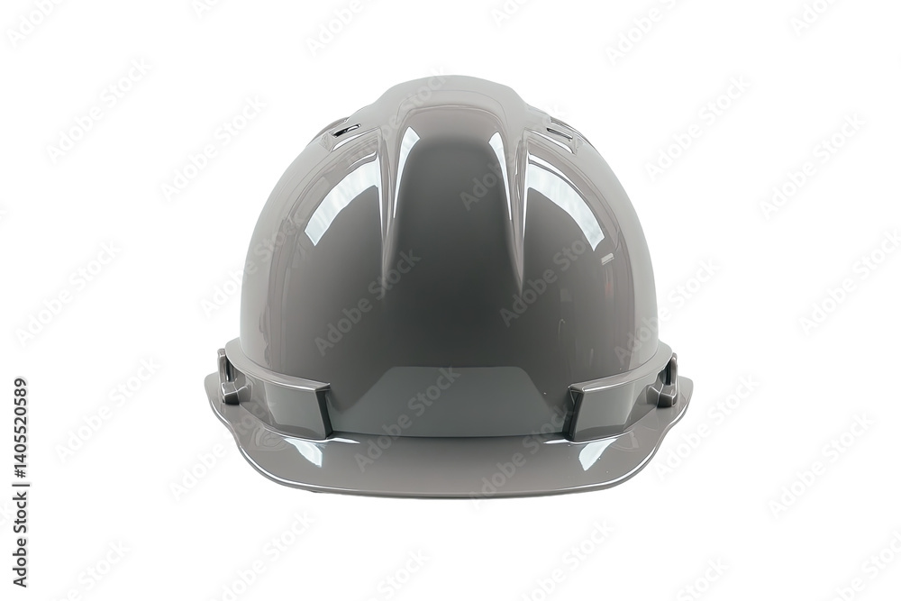 Naklejka premium Protective gray hard hat with a glossy finish. Safety first for work sites