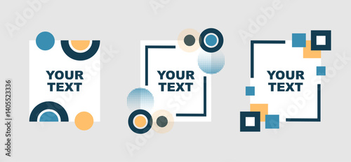 Social media post template. Text box design with colorful geometric decoration. Title design template. Lower third design template