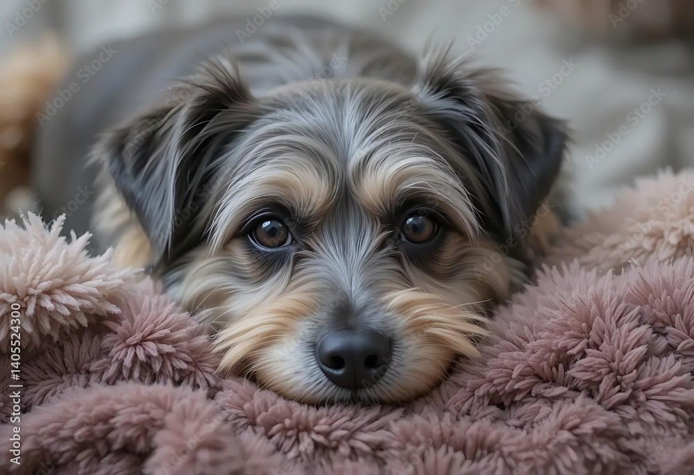 Sweet Dog Portrait: Fluffy Fur and Gentle Gaze Sweet Dog Portrait: Fluffy Fur and Gentle Gaze