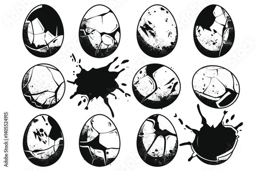 Silhouettes stamps for Easter eggs. Easter eggs. Creating masks and brushes in graphic programs. Isolated silhouette of eggs. Pattern, ornament for a holiday in the church.