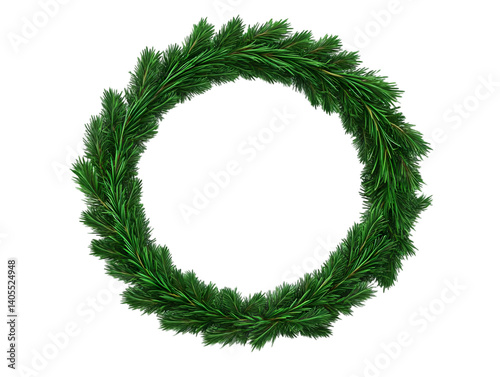 Green Christmas Wreath Illustration On Transparent Isolated Background