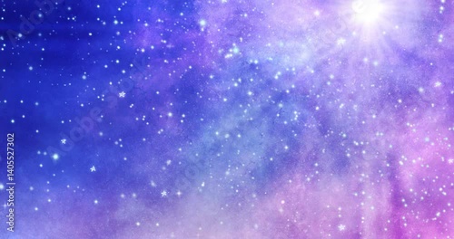 ピンクと紫の星空にキラキラと日差しか差し込む背景アニメーション