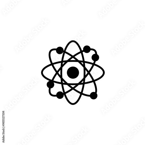 Science Icon of an Atom in Minimalist Style  