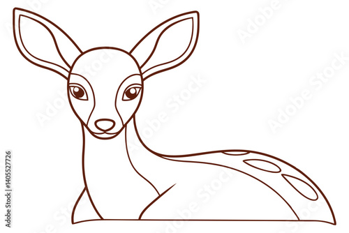 Cute Lying Fawn Outline Vector Illustration For Coloring Books And Creative Design Projects