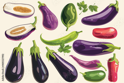 Eggplant purple eggplant long eggplant healthy vegetables