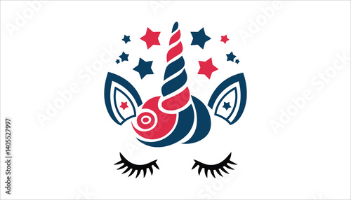 Free Download Patriotic unicorn with starry horn and American flag colors - GFXLoad
