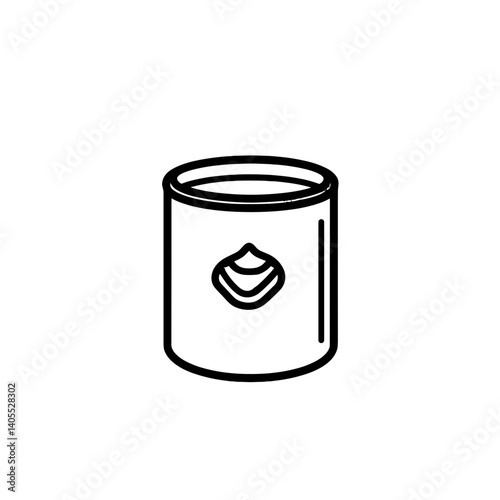 Canned food icon with simple label in black and white line style