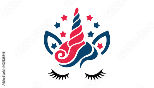Free Download Patriotic unicorn with starry horn and American flag colors - GFXLoad