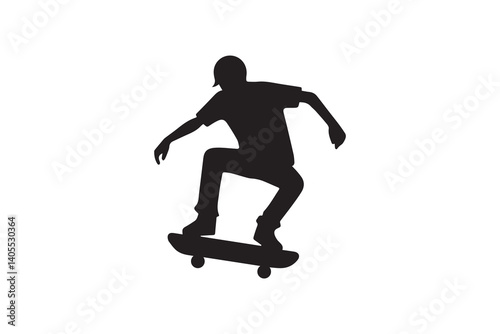 simple skateboarder silhouette icon vector isolated in white background