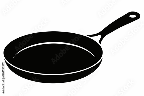 cast iron skillet design silhouette vector illustration