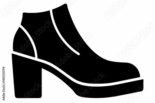 chunky heel boot design silhouette vector illustration