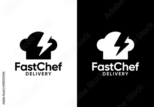 chef hat with lightning logo. fast food, restaurant, cooking vector design concept