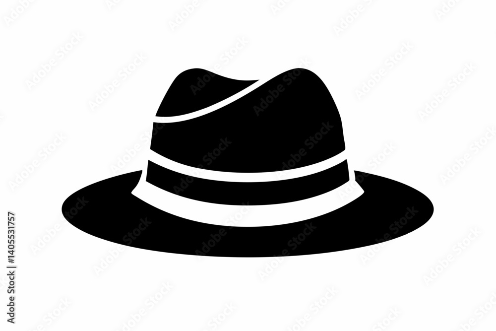 fedora hat with band silhouette vector illustration fedora hat with band silhouette vector illustration