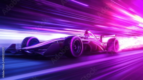 Formula 1 Race Car Speed Blur Neon Lights Purple