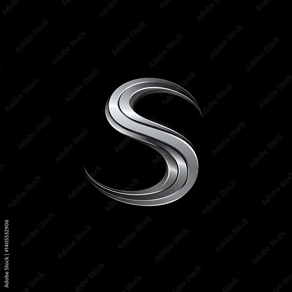 Naklejka premium Modern, metallic letter S logo