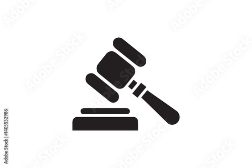 simple judge gavel auction hammer silhouette icon vector isolated in white background