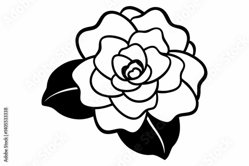 begonia line art vector illustration black and white