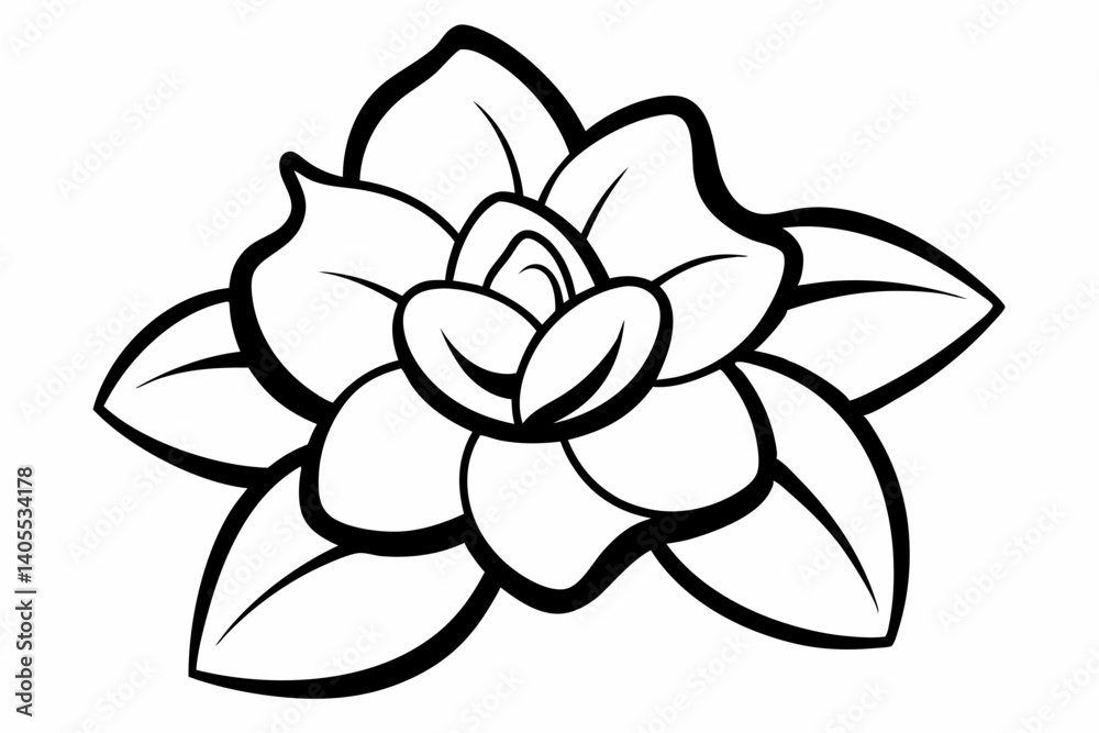 gardenia line art vector illustration black and white