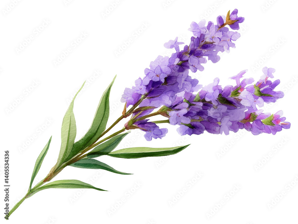 Obraz premium Beautiful lavender flower branch on a white background.