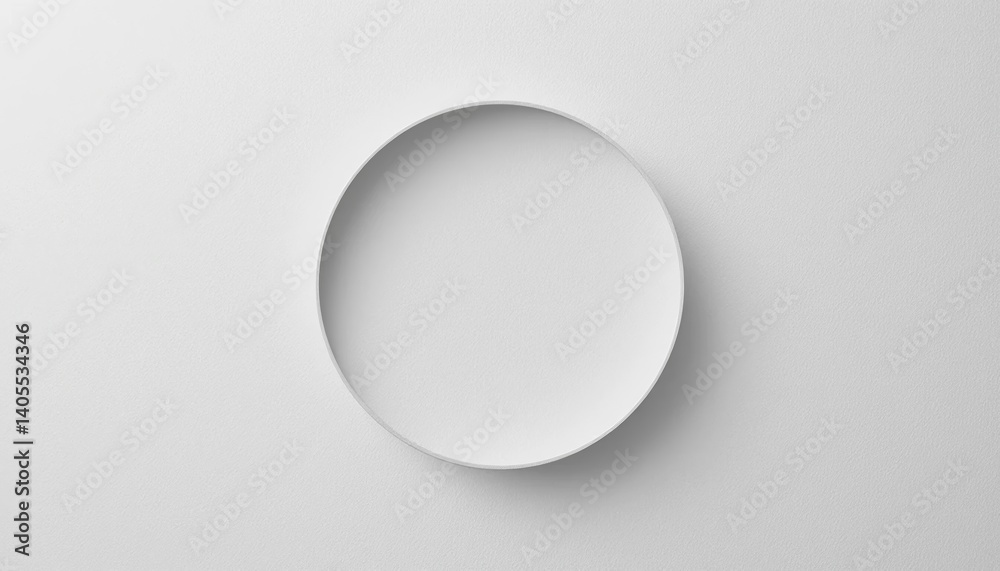 Minimalistic white circular plate display studio setting photography clean background top-down view modern design aesthetic for culinary presentation Minimalistic white circular plate display studio setting photography clean background top-down view modern design aesthetic for culinary presentation