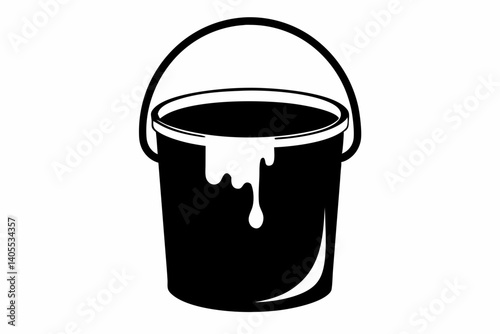 paint bucket with drip silhouette vector black and white