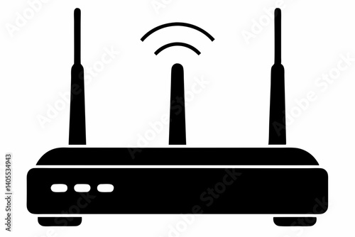 wireless router with antennas silhouette vector illustration