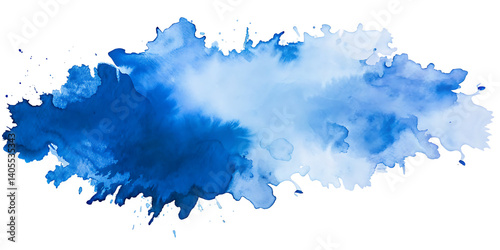 Blue watercolor splashes create an abstract art pattern with ink and paint textures.