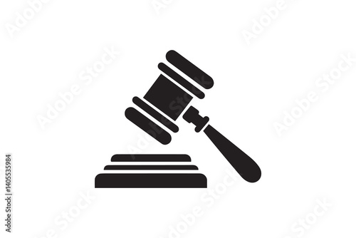simple judge gavel auction hammer silhouette icon vector isolated in white background