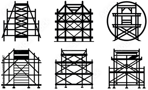 Black silhouette scaffolding structure vector illustration