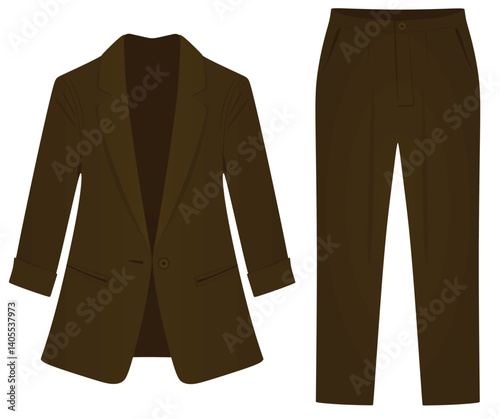 Brown woman suit and trousers. vector illustration