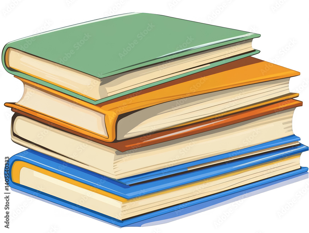 Illustration of a Stacked Pile of Colorful Books Against Transparent Background Illustration of a Stacked Pile of Colorful Books Against Transparent Background