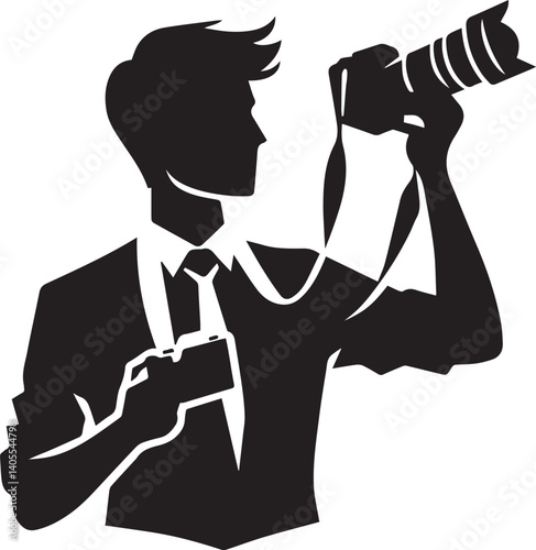 Silhouette of a Male Photographer with DSLR Camera in Action