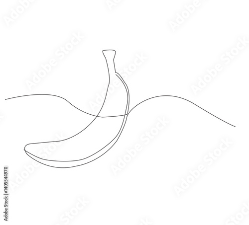 PrintMinimalist banana image, symbolizing fruit, snack, or healthy food. Vector illustration. Editable strokes.