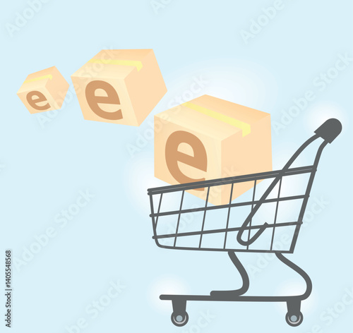 E buy cart concept. vector