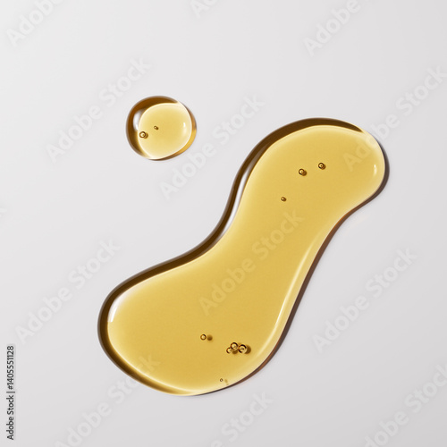 Oil texture drops, cosmetic product yellow stain swatch 