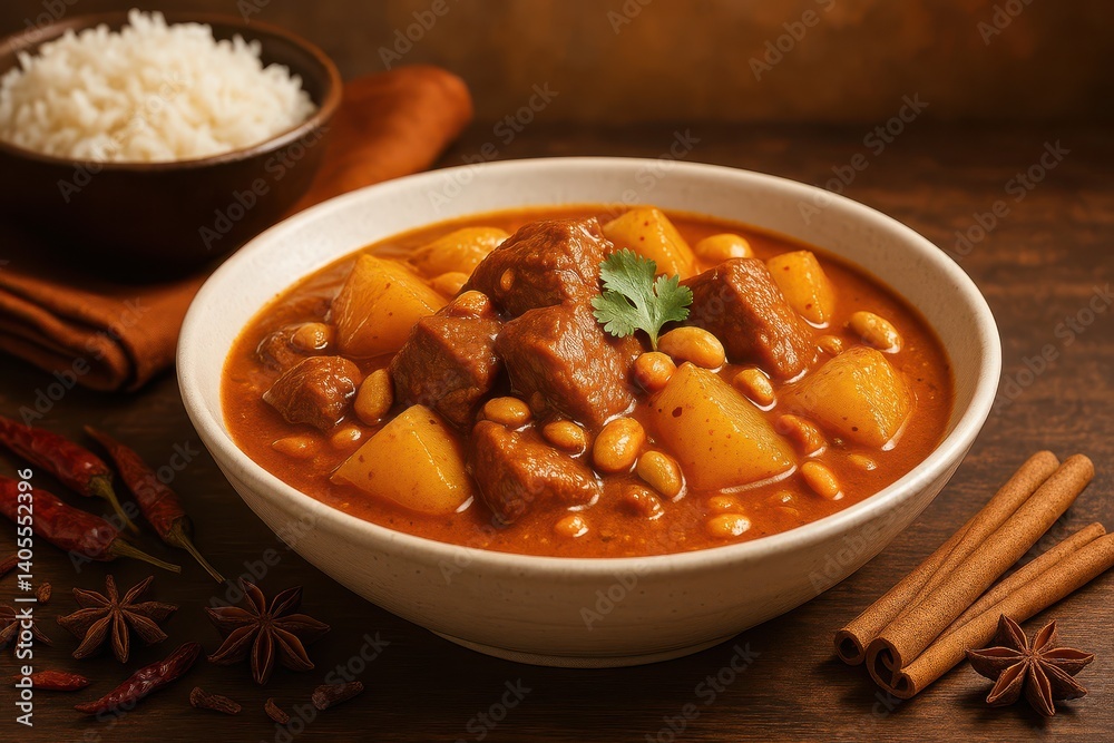 Spicy Thai Massaman Curry (แกงมัสมั่น) with Beef, Potatoes and Rich Coconut Sauce
Spicy Thai Massaman Curry (แกงมัสมั่น) with Beef, Potatoes and Rich Coconut Sauce