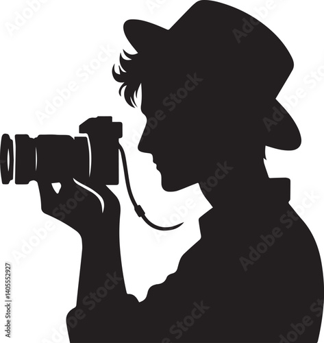 Silhouette of a Male Photographer with DSLR Camera in Action

