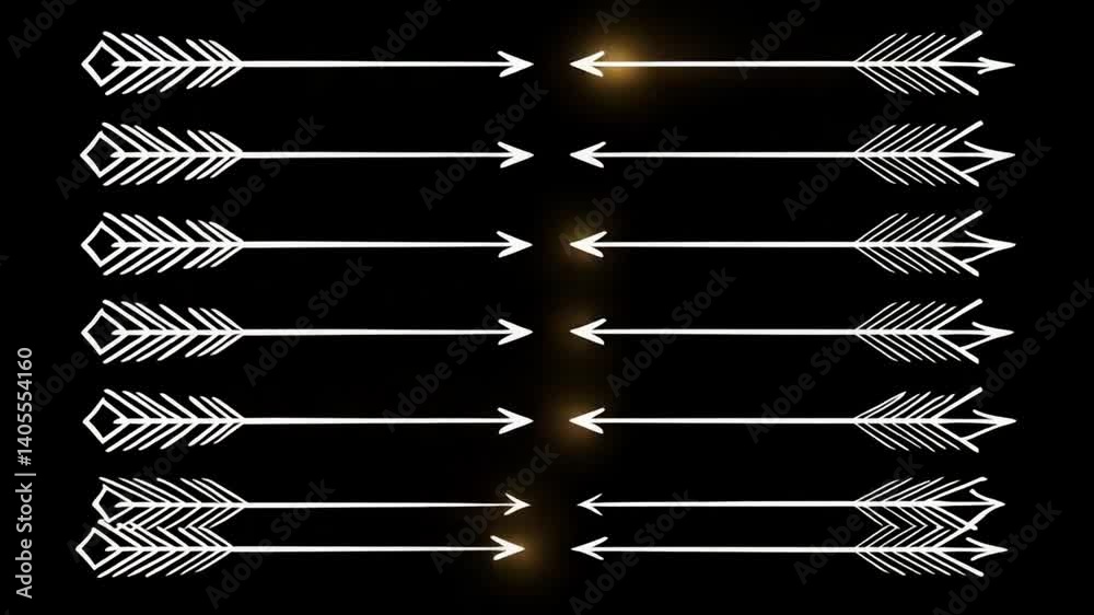 Hand Drawn White Arrows on Black Background for Creative Use Generative AI