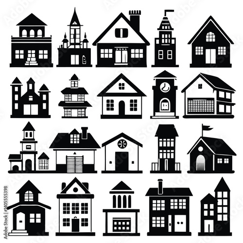 church and building set vector	
