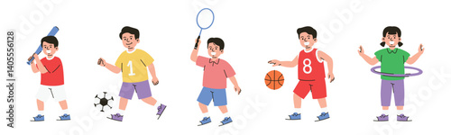 Illustration showcasing young people engaged in various recreational activities and sports