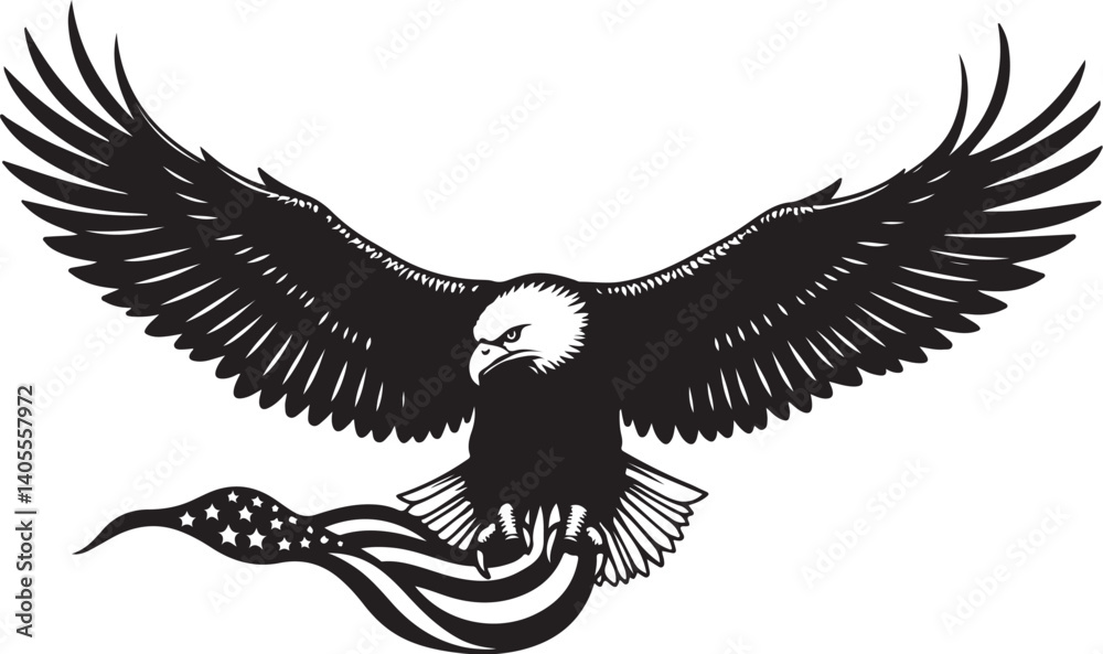 Obraz premium American Flag Eagle SVG | Patriotic USA Bald Eagle Cut File 