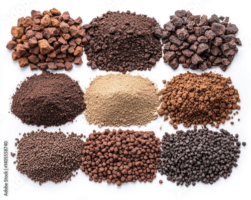 Various soil and rock samples displayed